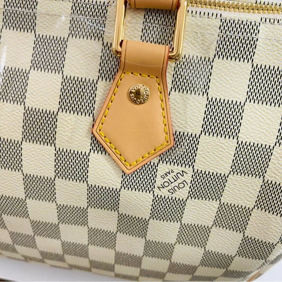 Designer Inspired Checkered Crossbody Bag in Cream and Tan - Picture 10 of 15